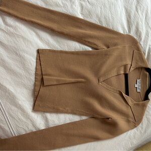 Zara Camel Ribbed Knit Top